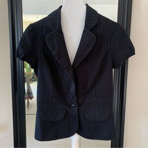 Black Pin Striped Short Sleeve Suit Jacket